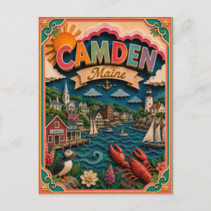 PopCut States Camden Maine Paper Art Postcard