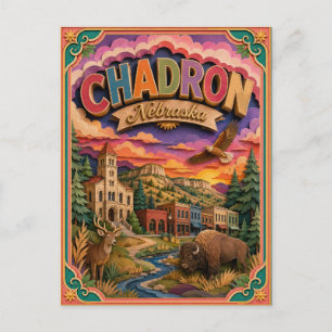 PopCut States Chadron Nebraska Paper Art Postcard