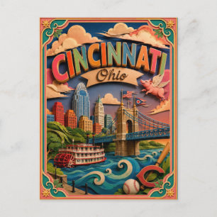 PopCut States Cincinnati Ohio Paper Art Postcard