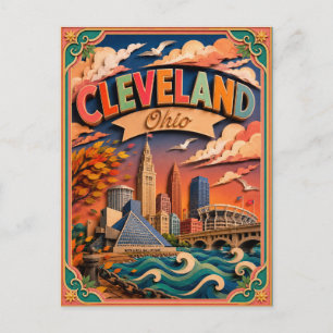 PopCut States Cleveland Ohio Paper Art Postcard