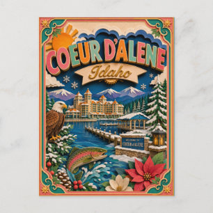 PopCut States Coeur d’Alene Idaho Paper Art Postcard