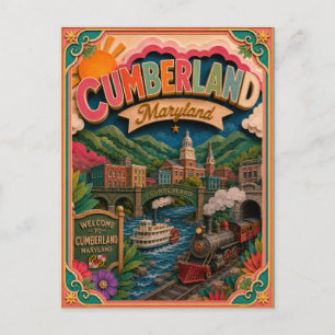 PopCut States Cumberland Maryland Paper Art Postcard