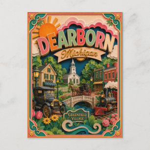 PopCut States Dearborn Michigan Paper Art Postcard