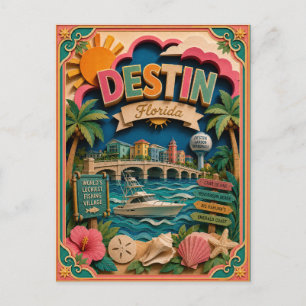 PopCut States Destin Florida Paper Art  Postcard