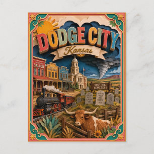 PopCut States Dodge City Kansas Paper Art Postcard