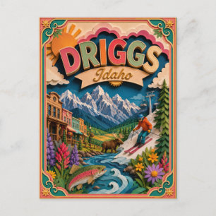 PopCut States Driggs Idaho Paper Art Postcard