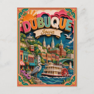 PopCut States Dubuque Iowa Paper Art Postcard