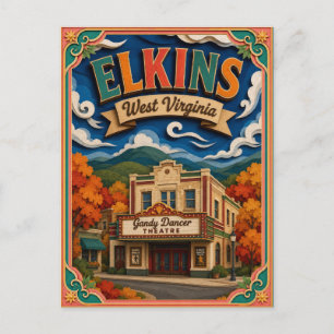 PopCut States Elkins West Virginia Paper Art Postcard