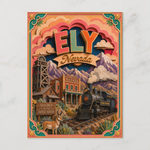PopCut States Ely Nevada Paper Art Postcard