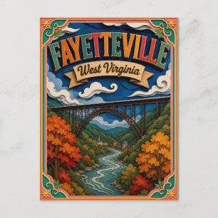 PopCut States Fayetteville West Virginia Paper Art Postcard