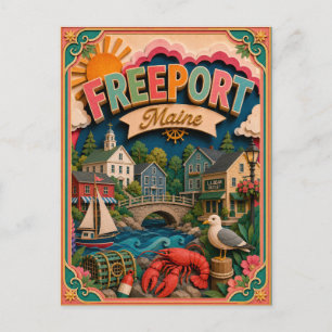 PopCut States Freeport Maine Paper Art Postcard