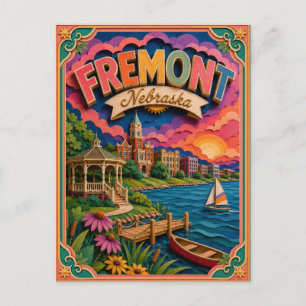 PopCut States Fremont Nebraska Paper Art Postcard