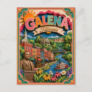 PopCut States Galena Illinois Paper Art Postcard