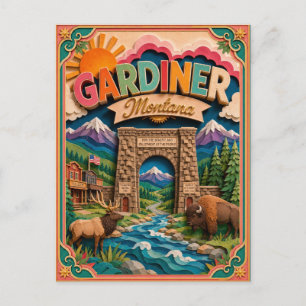 PopCut States Gardiner Montana Paper Art Postcard