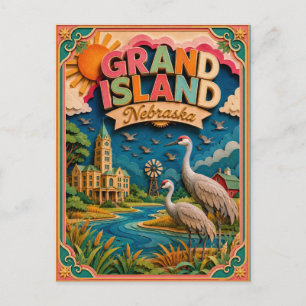 PopCut States Grand Island Nebraska Paper Art Postcard
