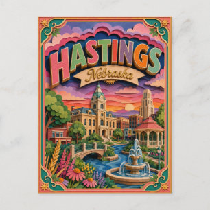 PopCut States Hastings Nebraska Paper Art Postcard