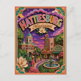 PopCut States Hattiesburg Mississippi Paper Art Postcard