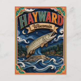 PopCut States Hayward Wisconsin Paper Art Postcard