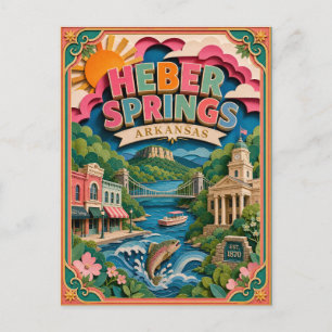 PopCut States Heber Springs Arkansas Paper Art Postcard