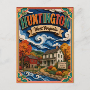 PopCut States Huntington West Virginia Paper Art Postcard