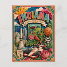 PopCut States Indiana Colorful 3D Paper Art