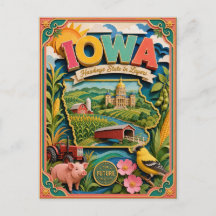 PopCut States Iowa Colorful 3D Paper Art