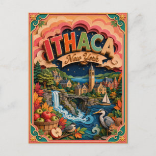 PopCut States Ithaca New York Paper Art Postcard