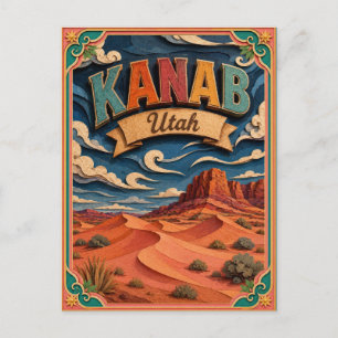 PopCut States Kanab Utah Paper Art Postcard