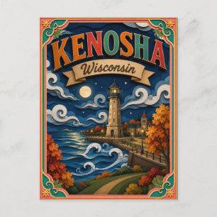 PopCut States Kenosha Wisconsin Paper Art Postcard