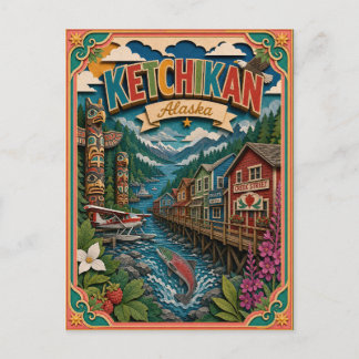 PopCut States Ketchikan Alaska Paper Art Postcard