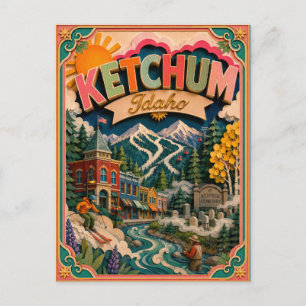 PopCut States Ketchum Idaho Paper Art Postcard