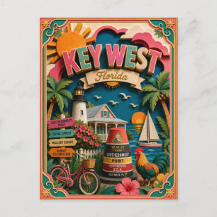 PopCut States Key West Florida Paper Art Postcard