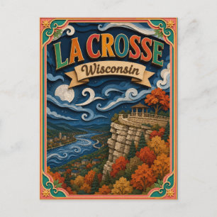 PopCut States La Crosse Wisconsin Paper Art Postcard