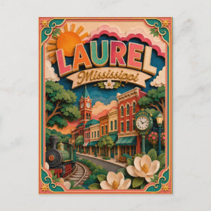 PopCut States Laurel Mississippi Paper Art Postcard