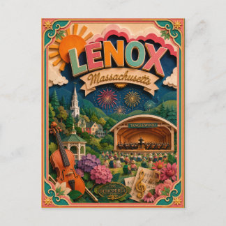 PopCut States Lenox Massachusetts Paper Art Postcard