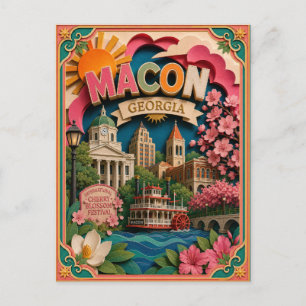 PopCut States Macon Georgia Paper Art Postcard