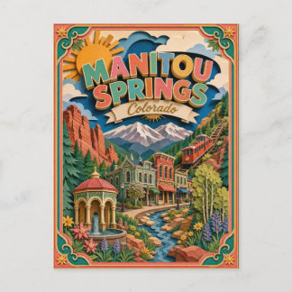 PopCut States Manitou Springs Colorado Paper Art Postcard