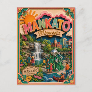 PopCut States Mankato Minnesota Paper Art Postcard