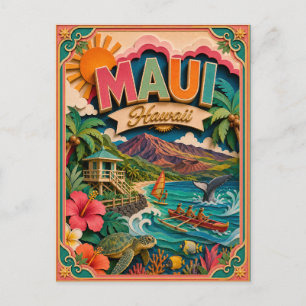 PopCut States Maui Hawaii Paper Art  Postcard