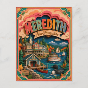 PopCut States Meredith New Hampshire Paper Art Postcard