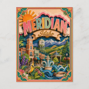 PopCut States Meridian Idaho Paper Art Postcard