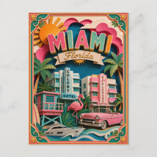PopCut States Miami Florida Paper Art Postcard