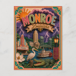 PopCut States Monroe Louisiana Paper Art Postcard
