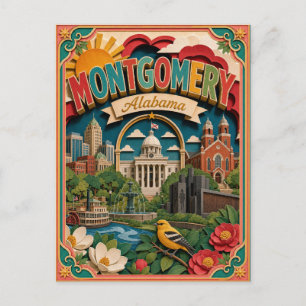 PopCut States Montgomery Alabama Paper Art Postcard