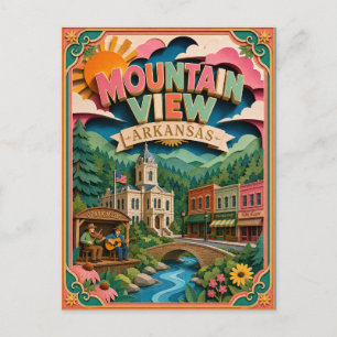 PopCut States Mountain View Arkansas Paper Art Postcard
