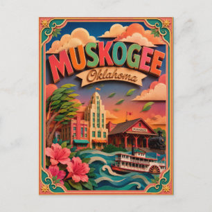 PopCut States Muskogee Oklahoma Paper Art Postcard