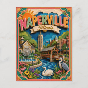 PopCut States Naperville Illinois Paper Art Postcard