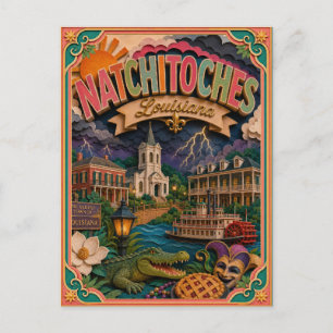 PopCut States Natchitoches Louisiana Paper Art Postcard