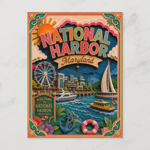 PopCut States National Harbor Maryland Paper Art Postcard
