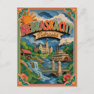 PopCut States Nebraska City Nebraska Paper Art Postcard